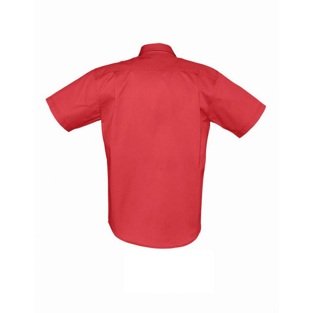 SOL'S Men's Red Brooklyn Short Sleeve Twill Shirt