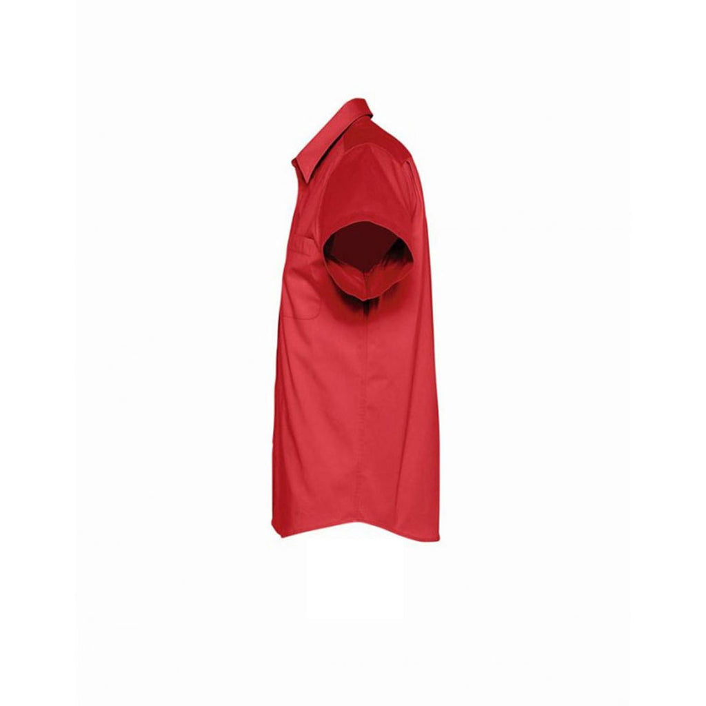 SOL'S Men's Red Brooklyn Short Sleeve Twill Shirt