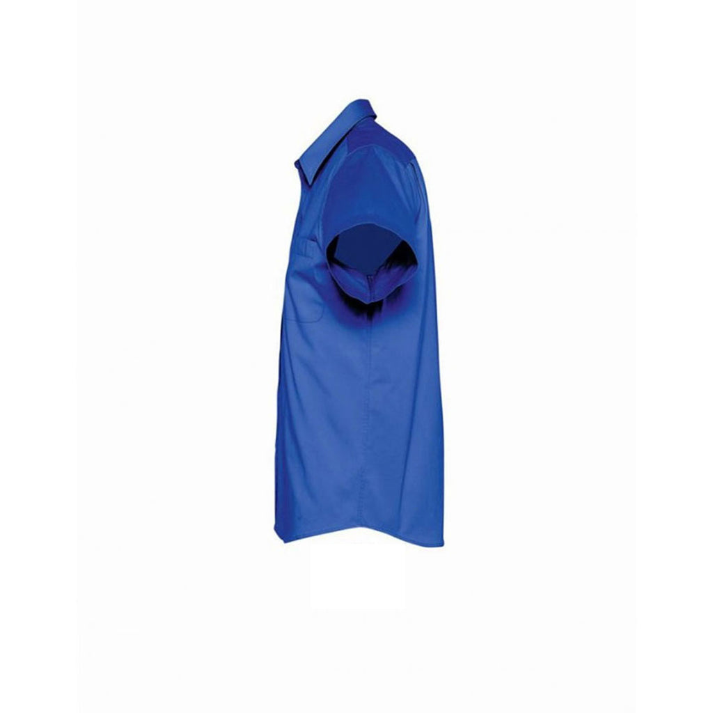 SOL'S Men's Royal Blue Brooklyn Short Sleeve Twill Shirt