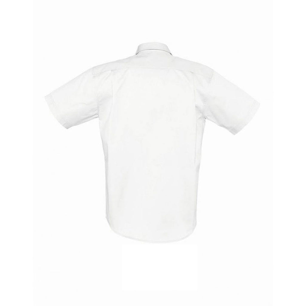 SOL'S Men's White Brooklyn Short Sleeve Twill Shirt