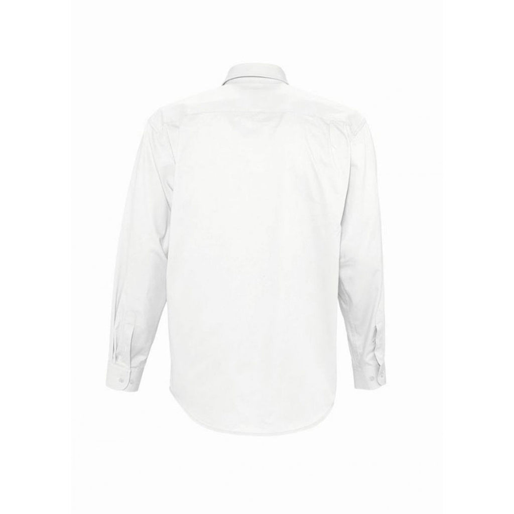 SOL'S Men's White Bel-Air Long Sleeve Twill Shirt