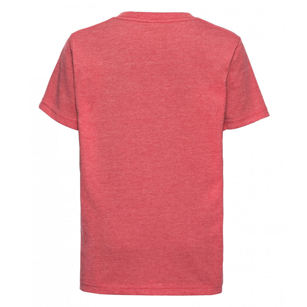 Russell Youth Red Marl V Neck HD T-Shirt