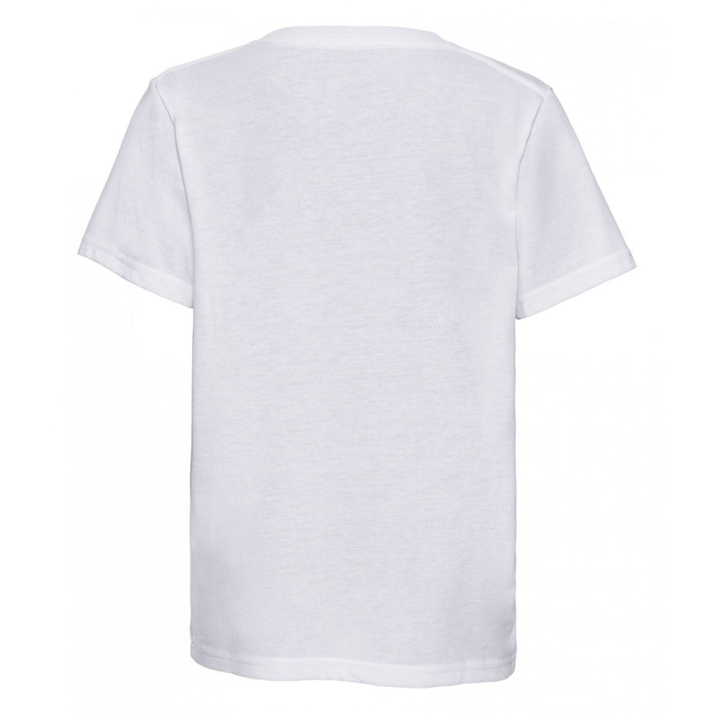 Russell Youth White V Neck HD T-Shirt