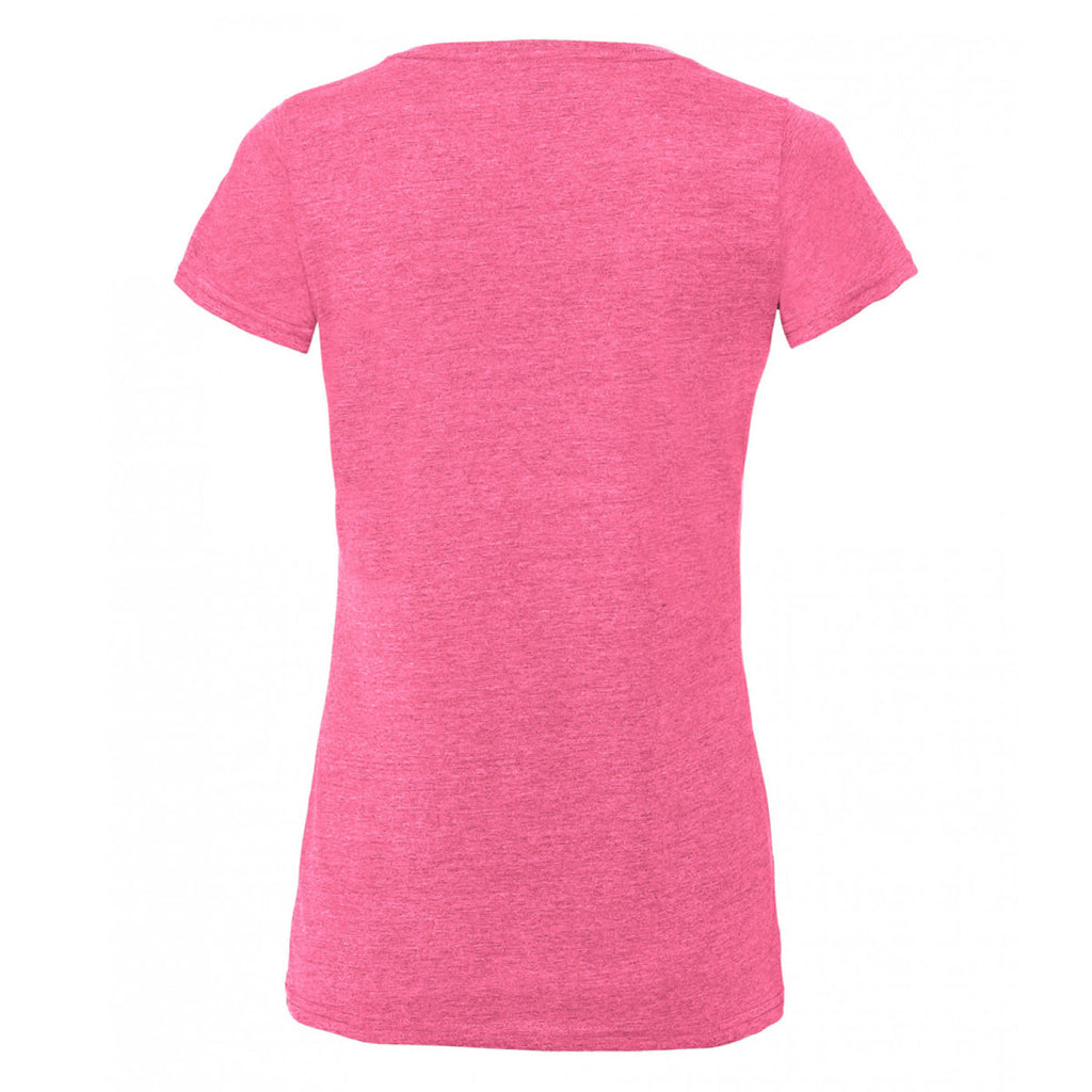 Russell Women's Pink Marl V Neck HD T-Shirt