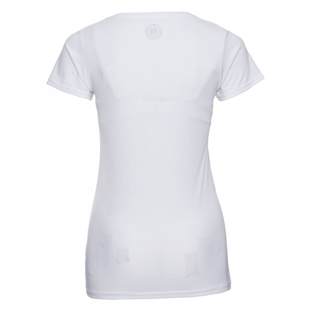 Russell Women's White V Neck HD T-Shirt