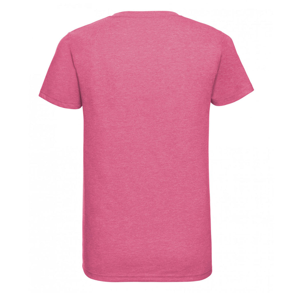 Russell Men's Pink Marl V Neck HD T-Shirt