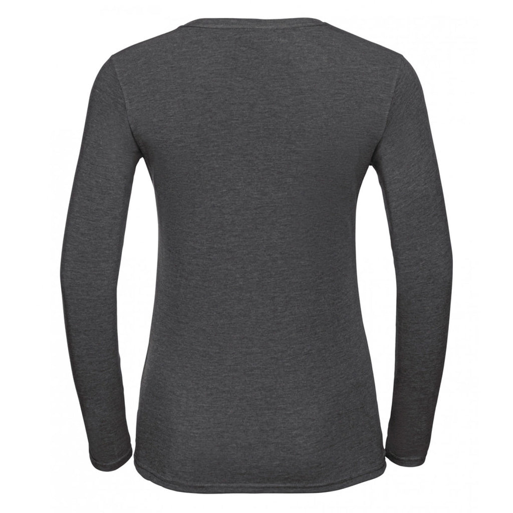 Russell Women's Grey Marl Long Sleeve HD T-Shirt