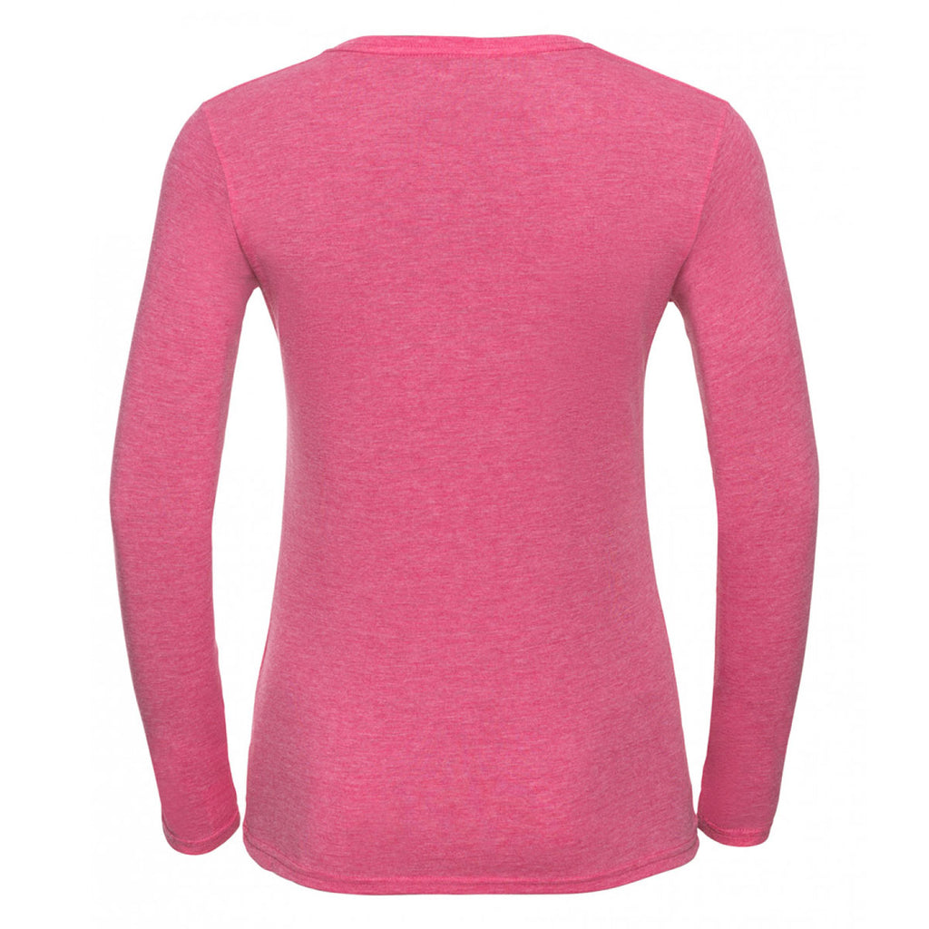 Russell Women's Pink Marl Long Sleeve HD T-Shirt