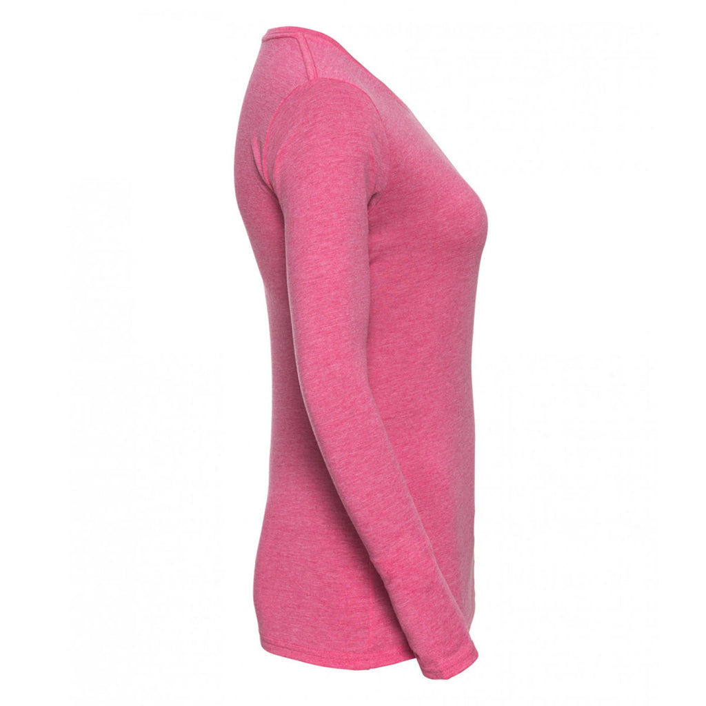 Russell Women's Pink Marl Long Sleeve HD T-Shirt