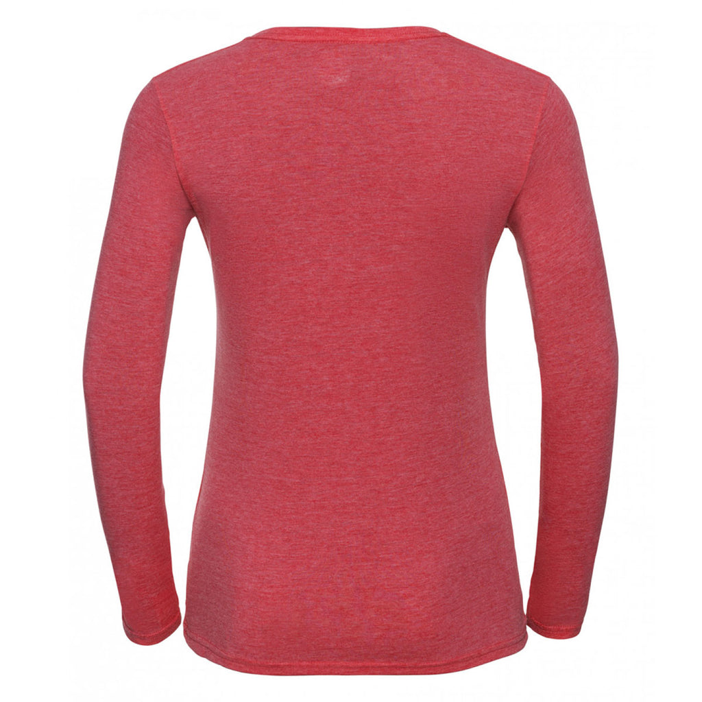 Russell Women's Red Marl Long Sleeve HD T-Shirt