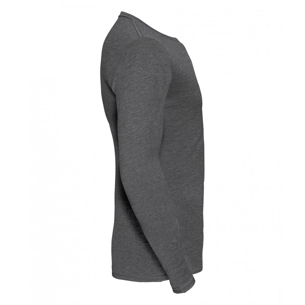 Russell Men's Grey Marl Long Sleeve HD T-Shirt