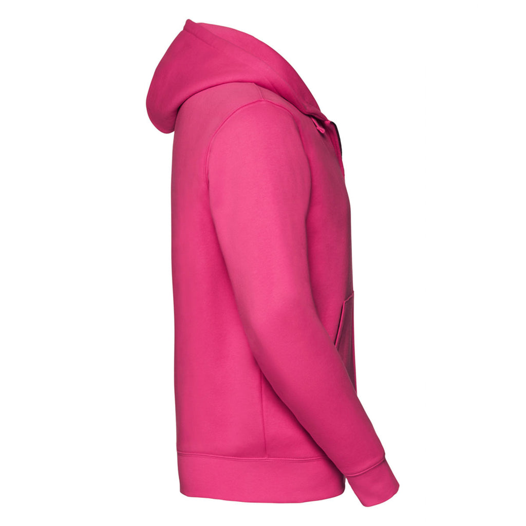 Russell Men's Fuchsia Authentic Zip Hooded Sweatshirt