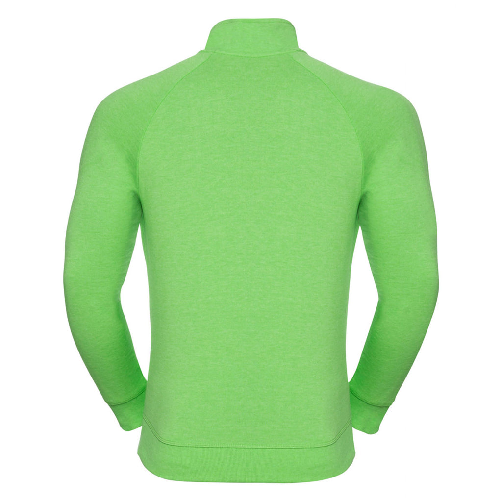 Russell Men's Green Marl HD Zip Neck Sweatshirt