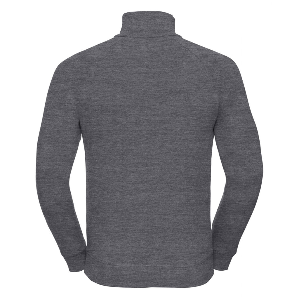 Russell Men's Grey Marl HD Zip Neck Sweatshirt
