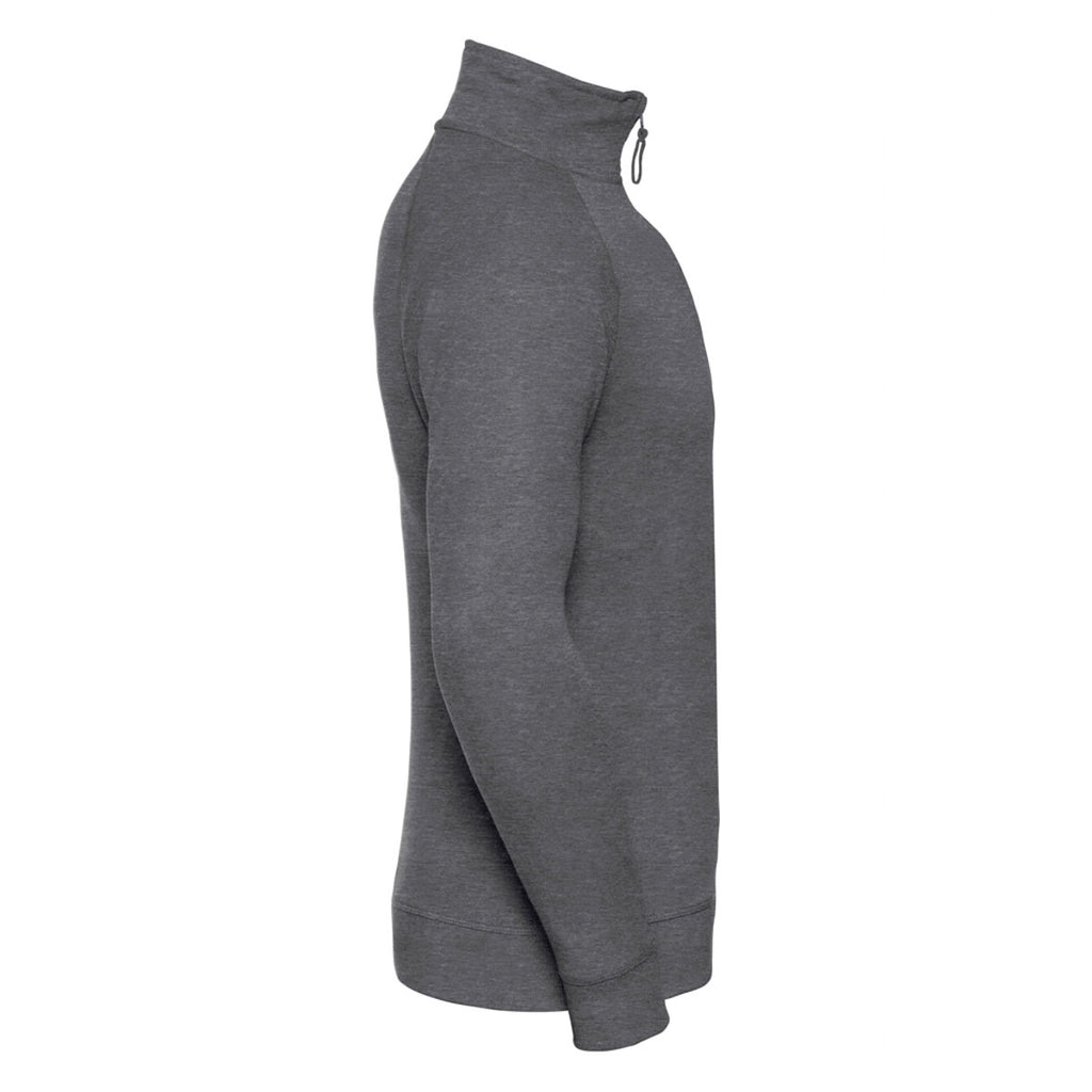 Russell Men's Grey Marl HD Zip Neck Sweatshirt