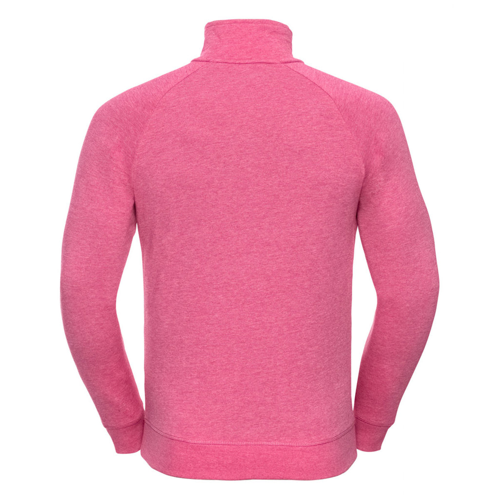 Russell Men's Pink Marl HD Zip Neck Sweatshirt
