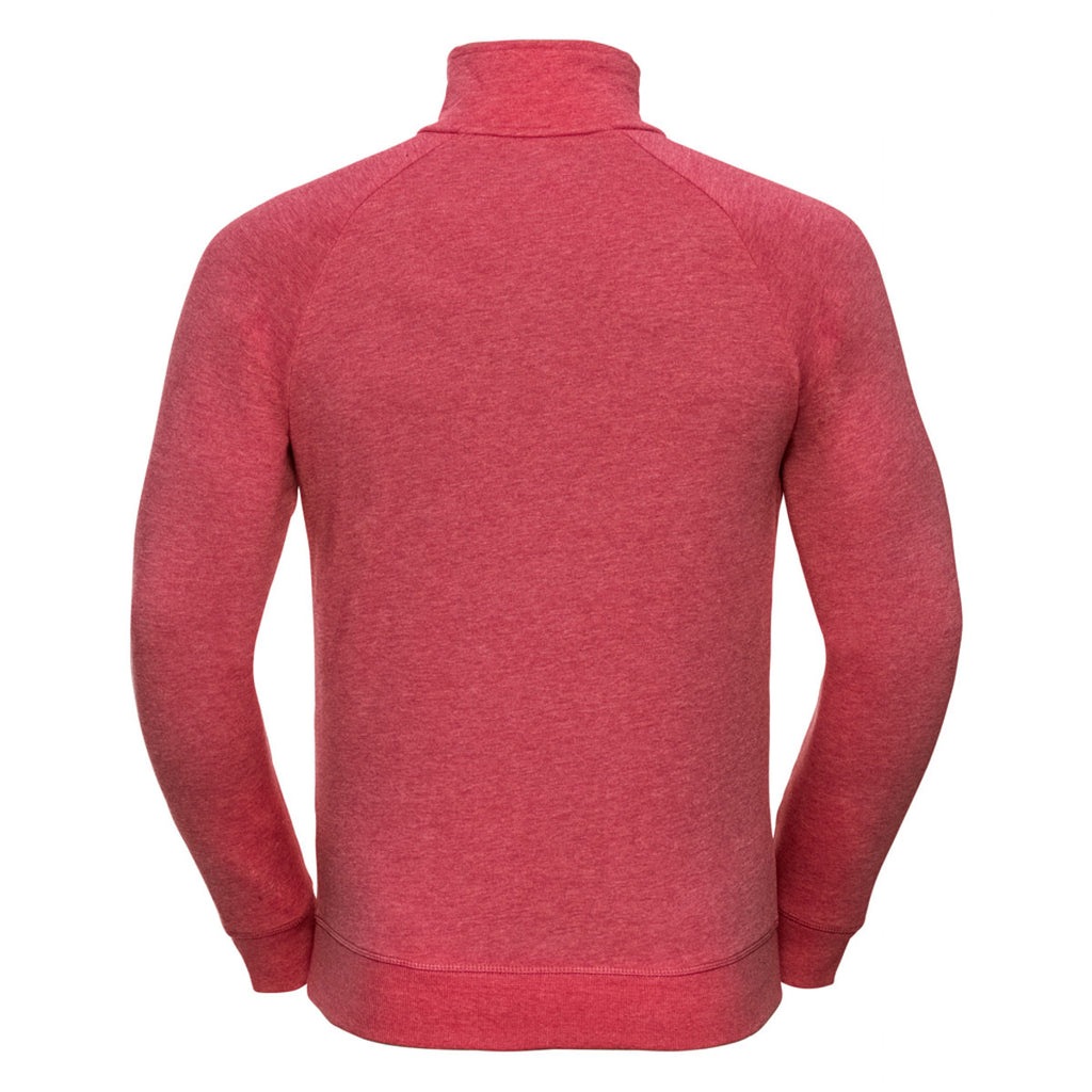 Russell Men's Red Marl HD Zip Neck Sweatshirt