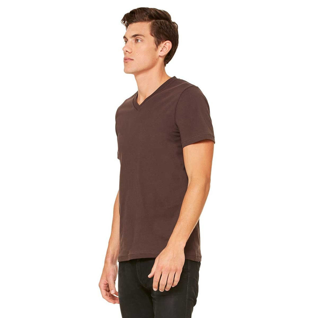 Bella + Canvas Unisex Brown Jersey Short-Sleeve V-Neck T-Shirt