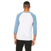 Bella + Canvas Unisex White/Denim 3/4 Sleeve Baseball T-Shirt