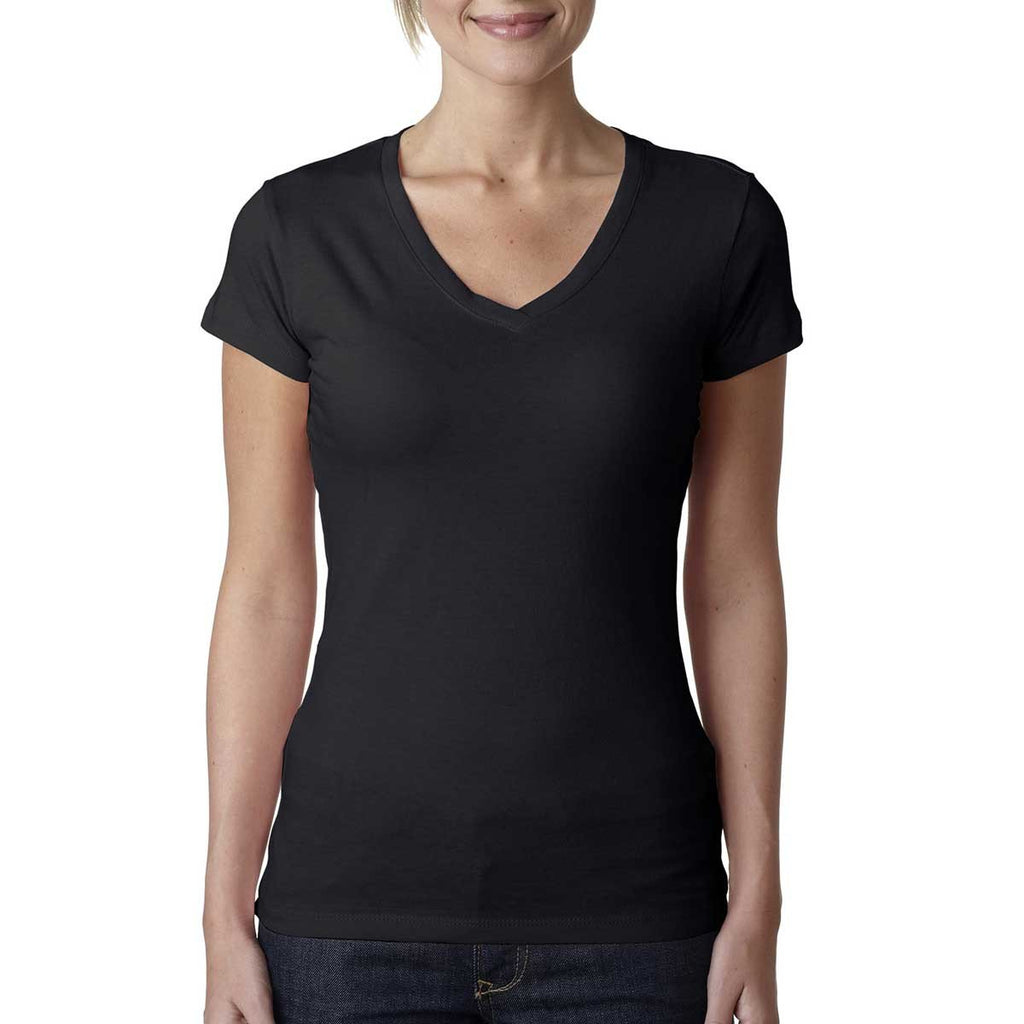 Next Level Women's Black Sporty V-Neck Tee