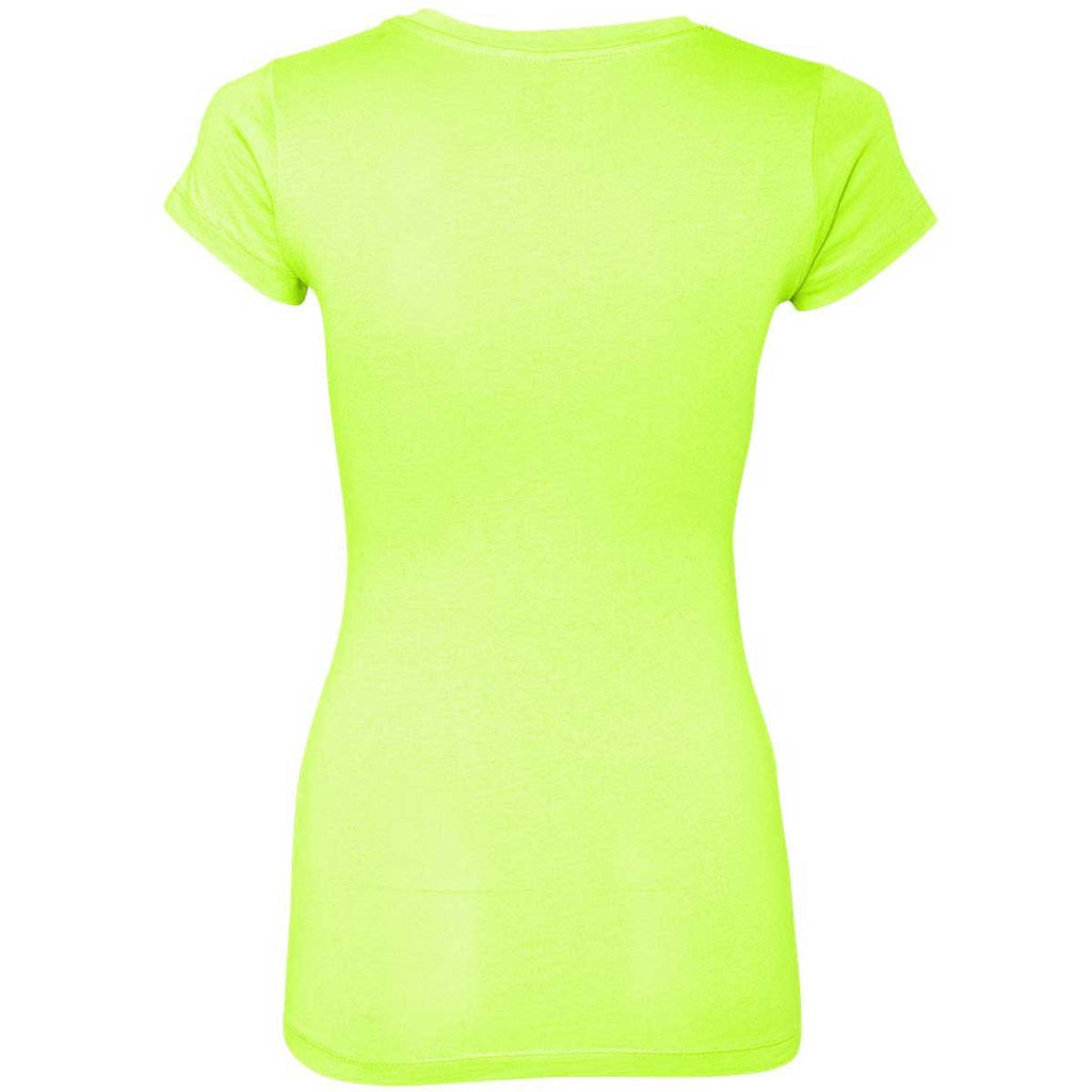 Next Level Women's Neon Yellow Sporty V-Neck Tee