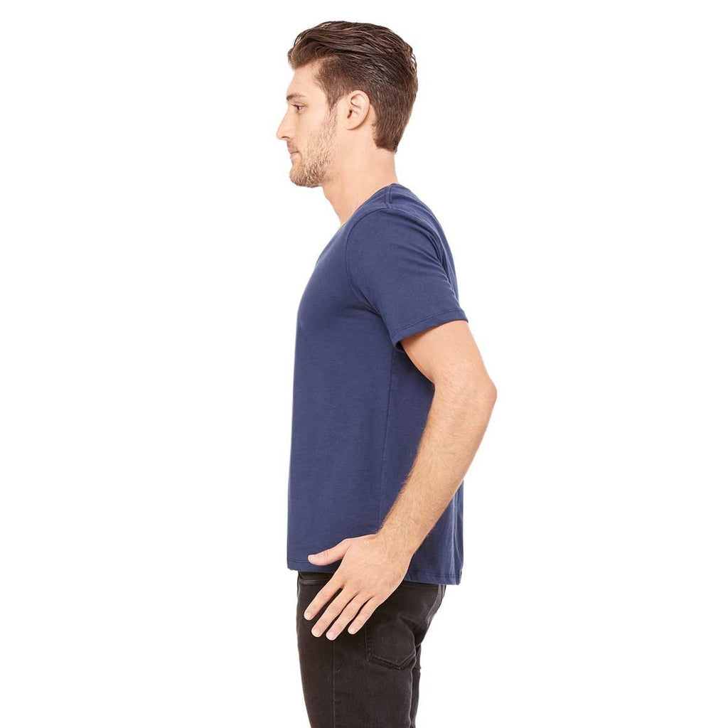 Bella + Canvas Men's Navy Jersey Wide Neck T-Shirt