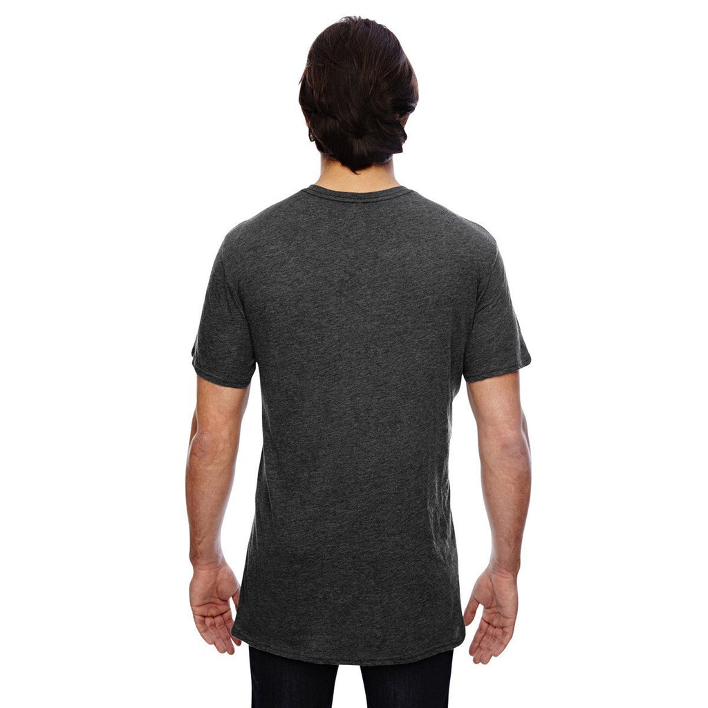 Anvil Men's Heather Dark Grey 3.2 oz. Featherweight Short-Sleeve V-Neck T-Shirt