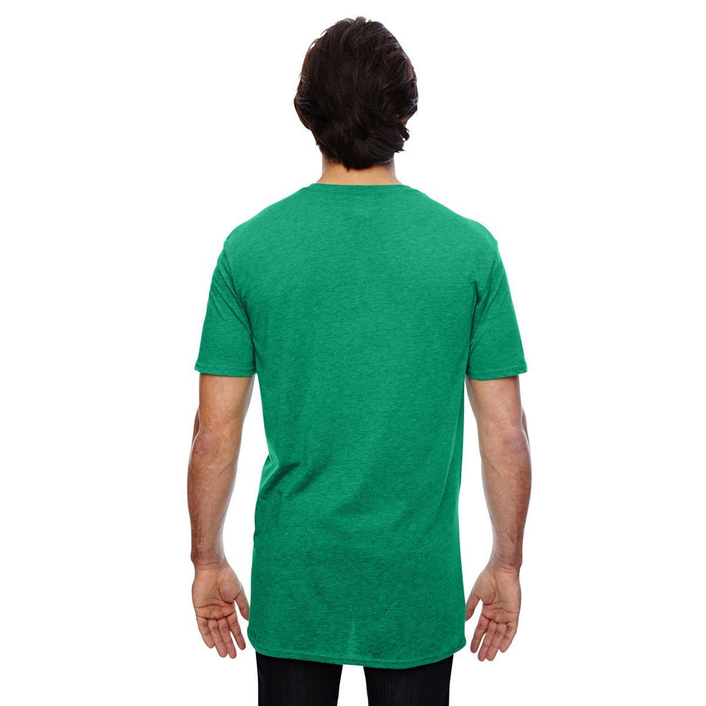 Anvil Men's Heather Green 3.2 oz. Featherweight Short-Sleeve V-Neck T-Shirt