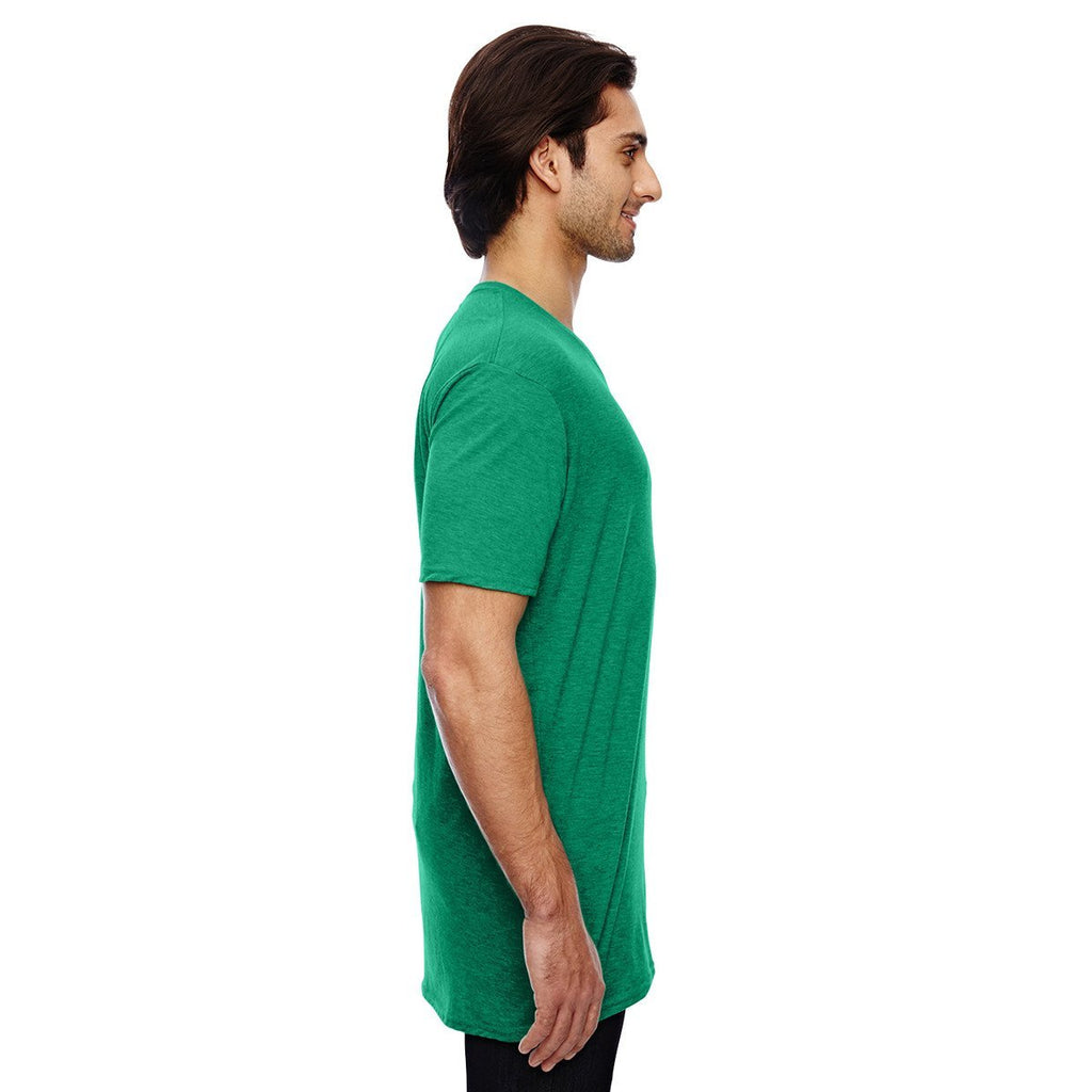 Anvil Men's Heather Green 3.2 oz. Featherweight Short-Sleeve V-Neck T-Shirt