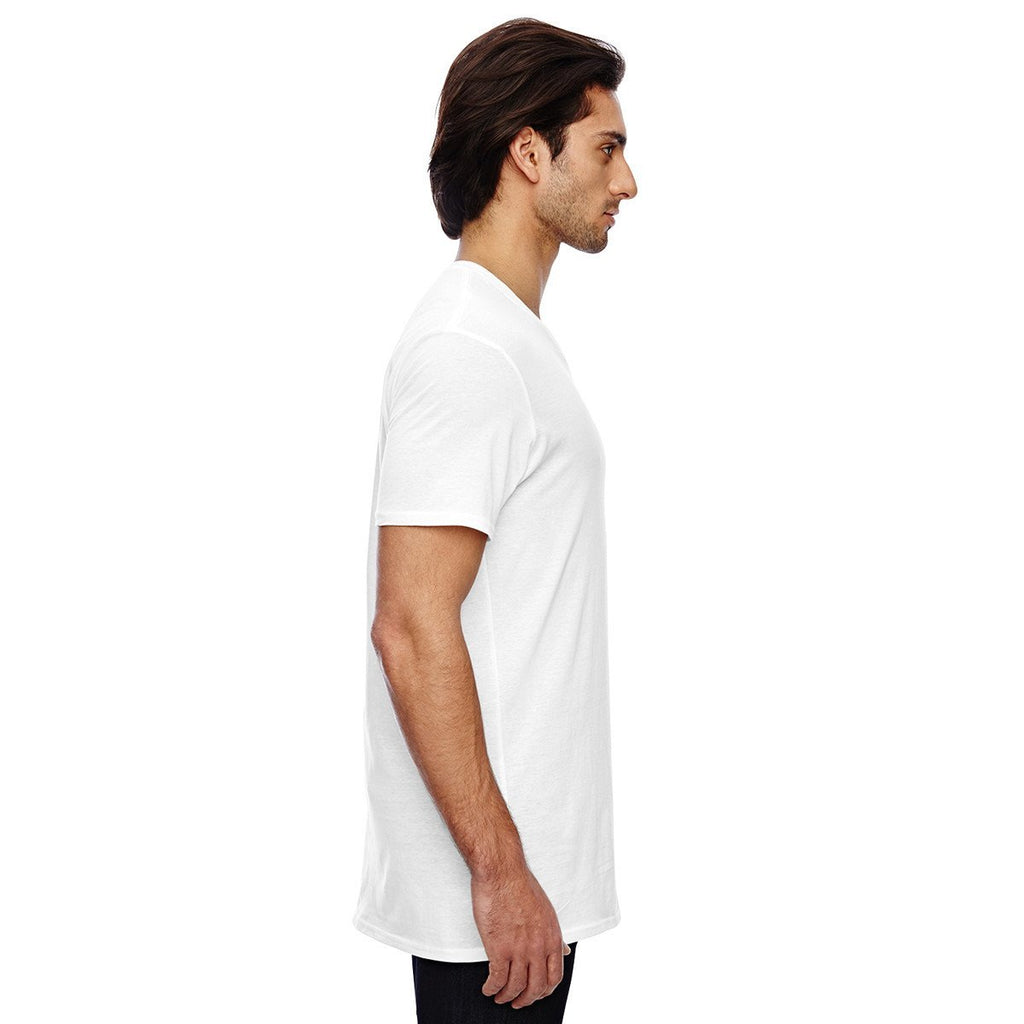 Anvil Men's White 3.2 oz. Featherweight Short-Sleeve V-Neck T-Shirt