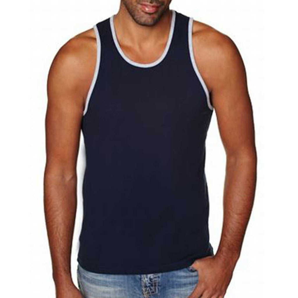Next Level Men's Midnight Navy/ Healther Grey Premium Jersey Tank