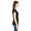 Anvil Women's Black Lightweight Fitted V-Neck Tee