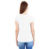 Anvil Women's White Lightweight Fitted V-Neck Tee