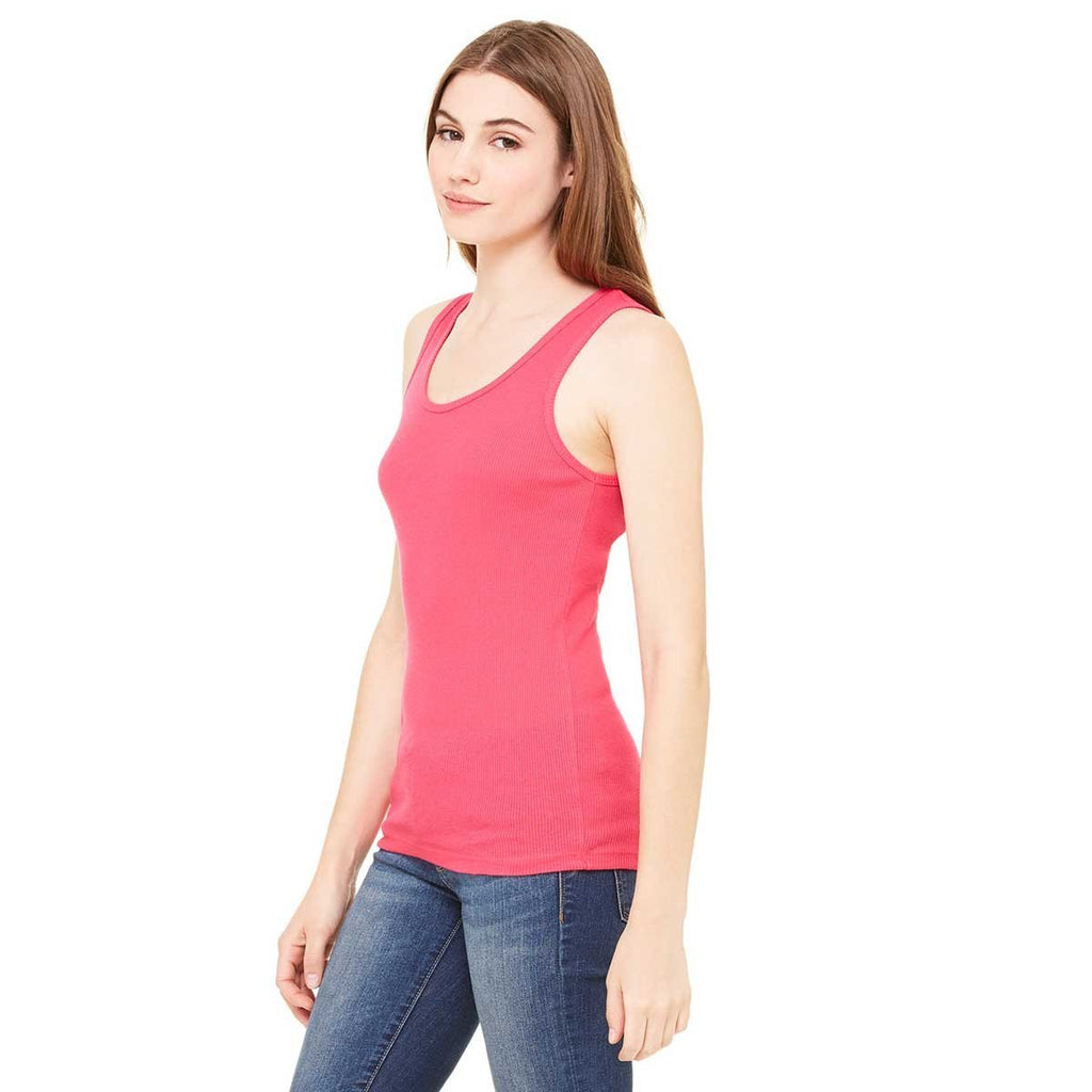 Bella + Canvas Women's Fuchsia 2x1 Rib Tank