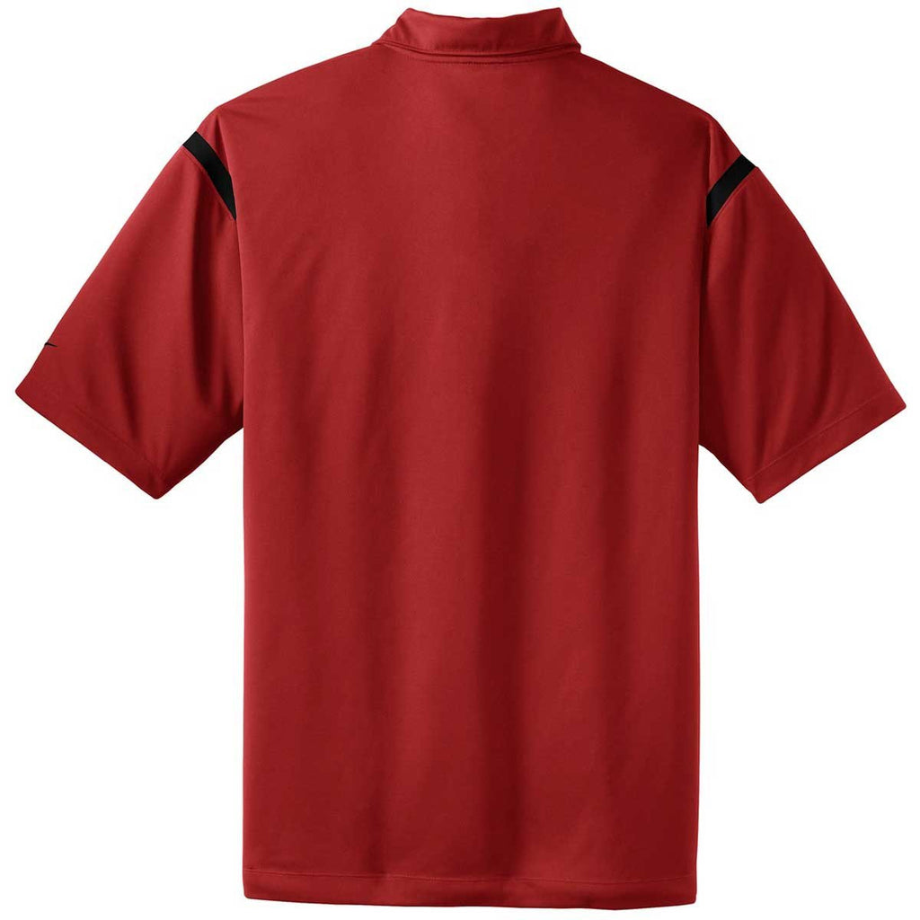 Nike Men's Red/Black Dri-FIT S/S Shoulder Stripe Polo