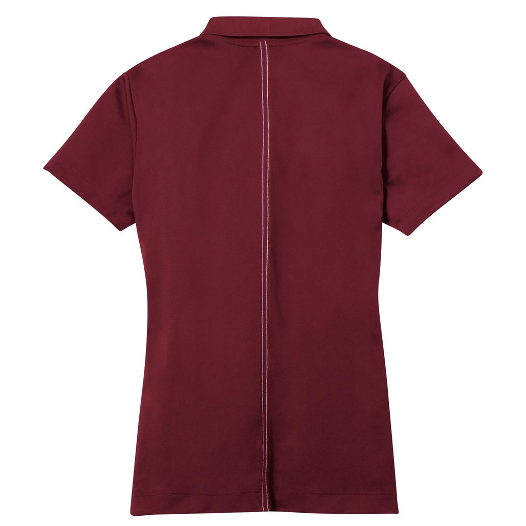 Nike Women's Dark Red Dri-FIT S/S Sport Swoosh Pique Polo