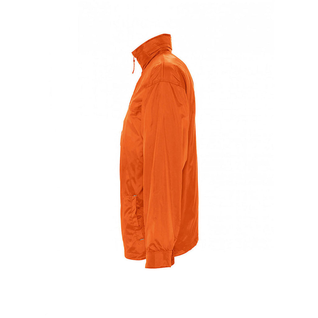 SOL'S Men's Orange Mistral Lined Windbreaker Jacket