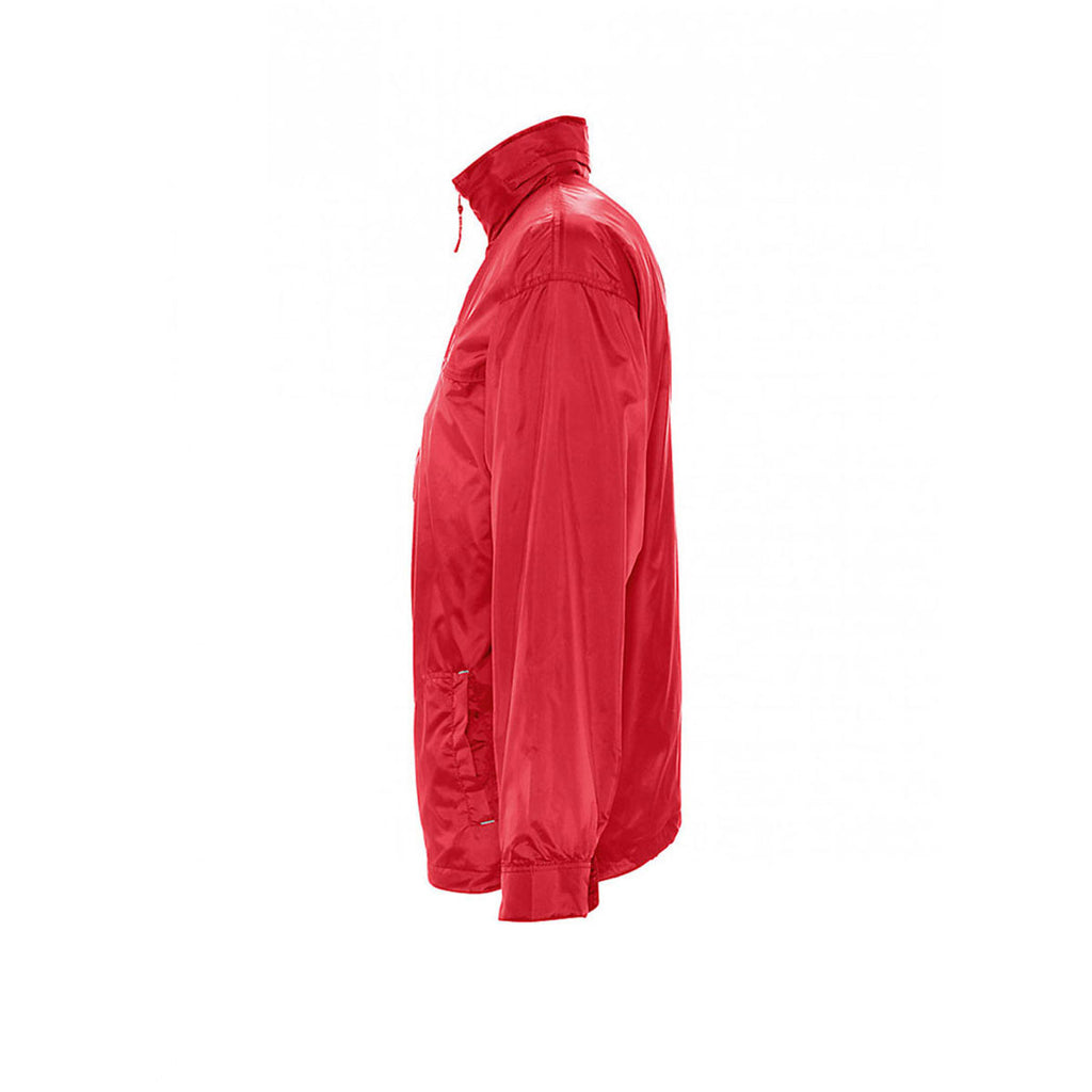 SOL'S Men's Red Mistral Lined Windbreaker Jacket