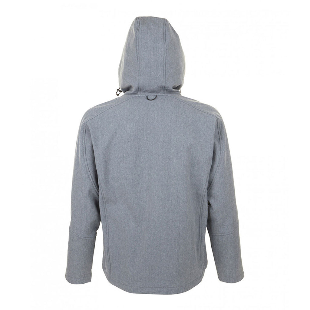 SOL'S Men's Grey Marl Replay Hooded Soft Shell Jacket