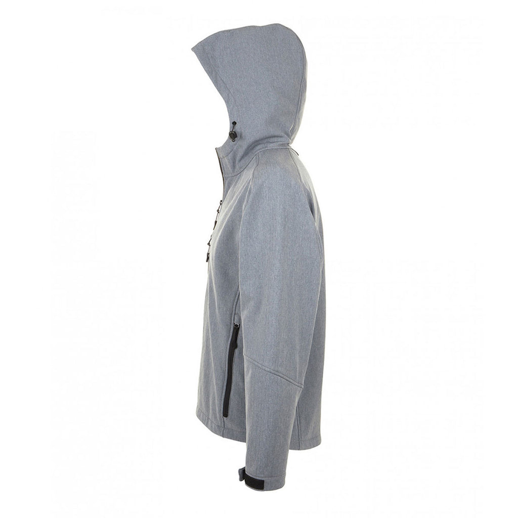 SOL'S Men's Grey Marl Replay Hooded Soft Shell Jacket