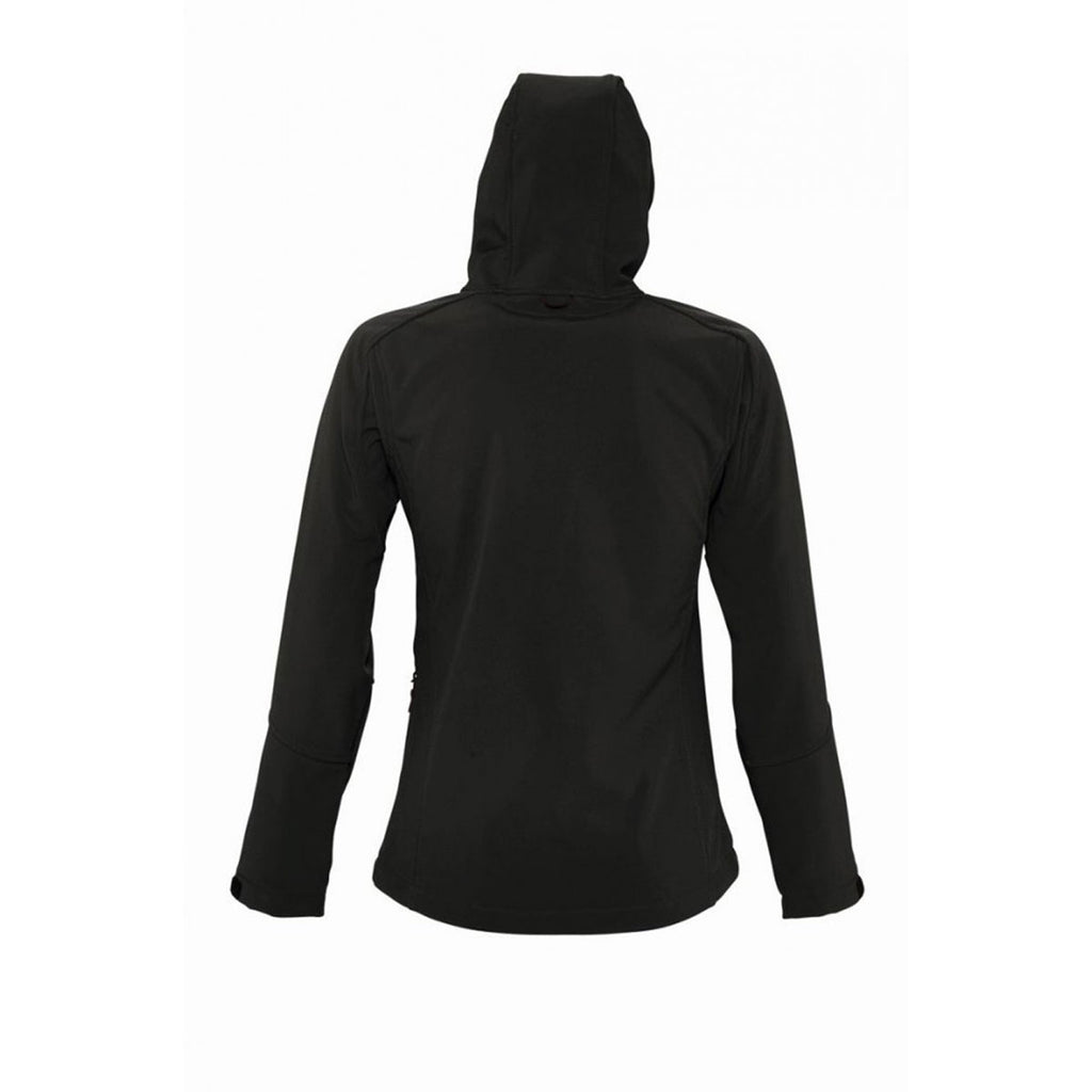 SOL'S Women's Black Replay Hooded Soft Shell Jacket