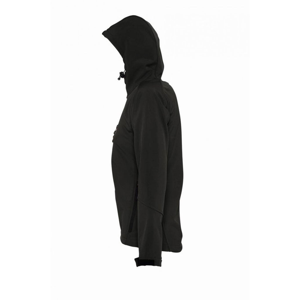 SOL'S Women's Black Replay Hooded Soft Shell Jacket