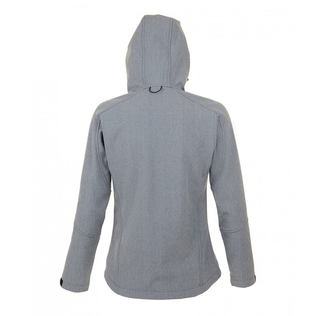 SOL'S Women's Grey Marl Replay Hooded Soft Shell Jacket