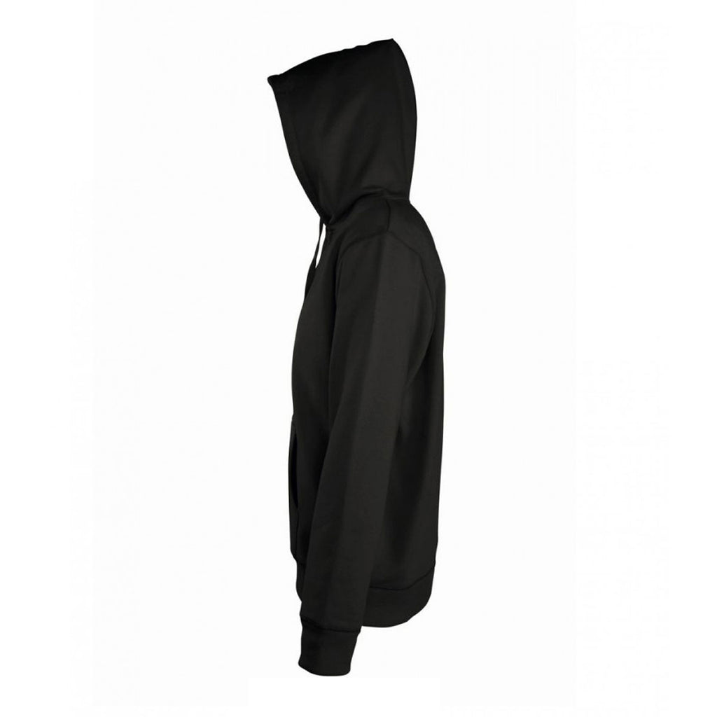 SOL'S Men's Black Seven Zip Hooded Sweatshirt