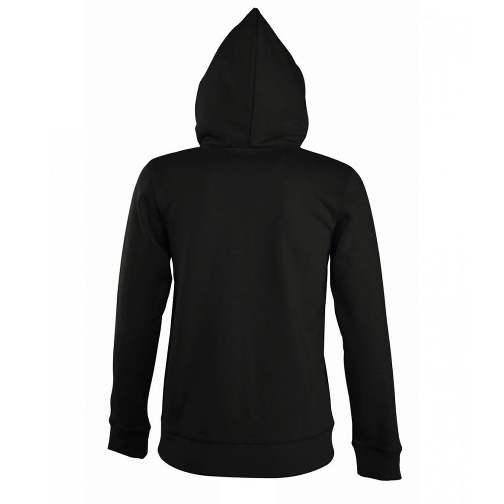 SOL'S Women's Black Seven Zip Hooded Sweatshirt
