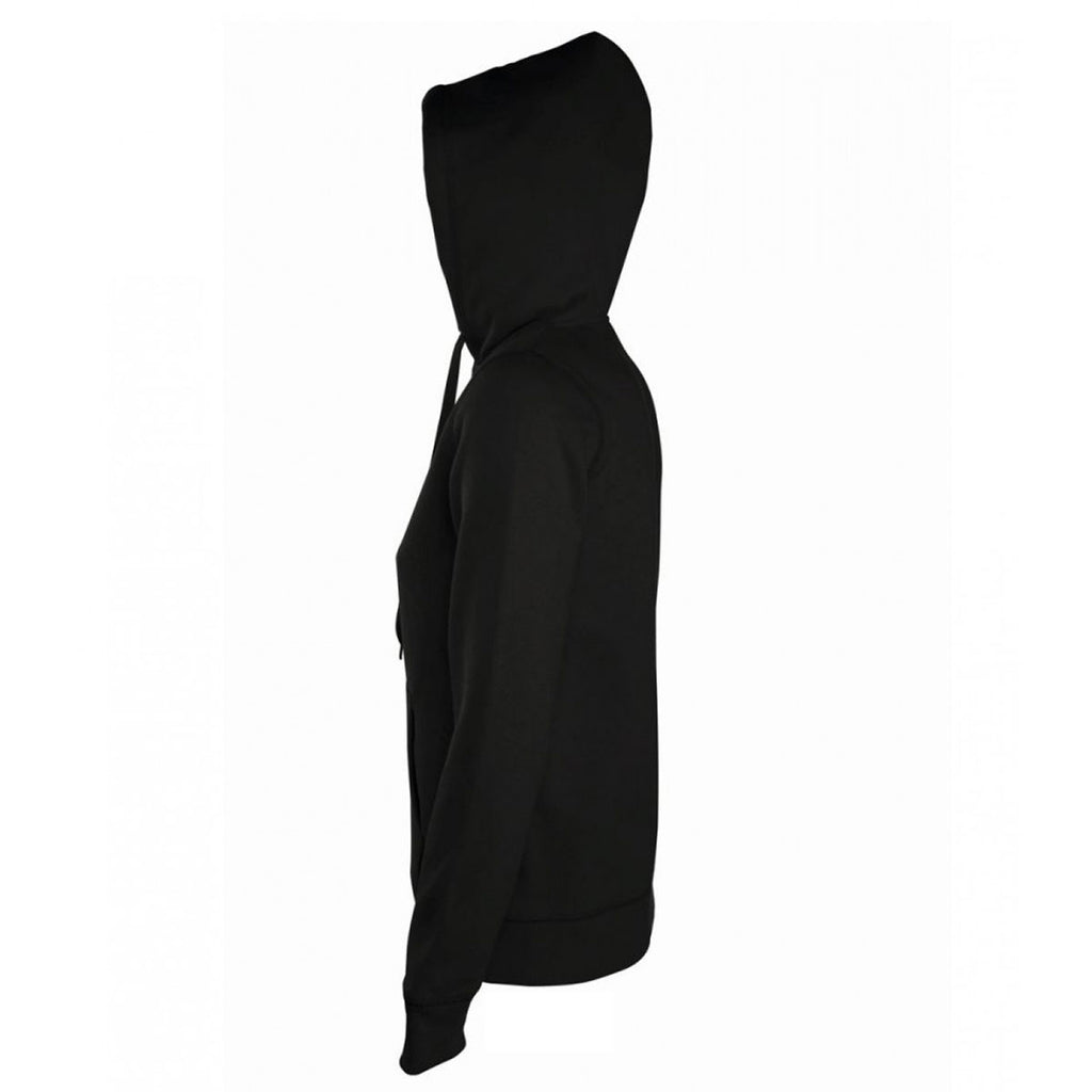 SOL'S Women's Black Seven Zip Hooded Sweatshirt