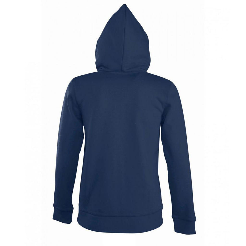 SOL'S Women's French Navy Seven Zip Hooded Sweatshirt