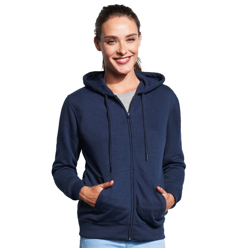 SOL'S Women's French Navy Seven Zip Hooded Sweatshirt