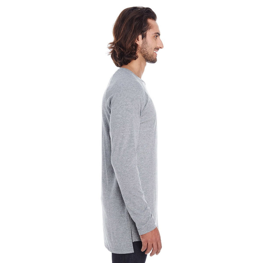 Anvil Men's Heather Graphite Lightweight Long & Lean Raglan Long Sleeve T-Shirt