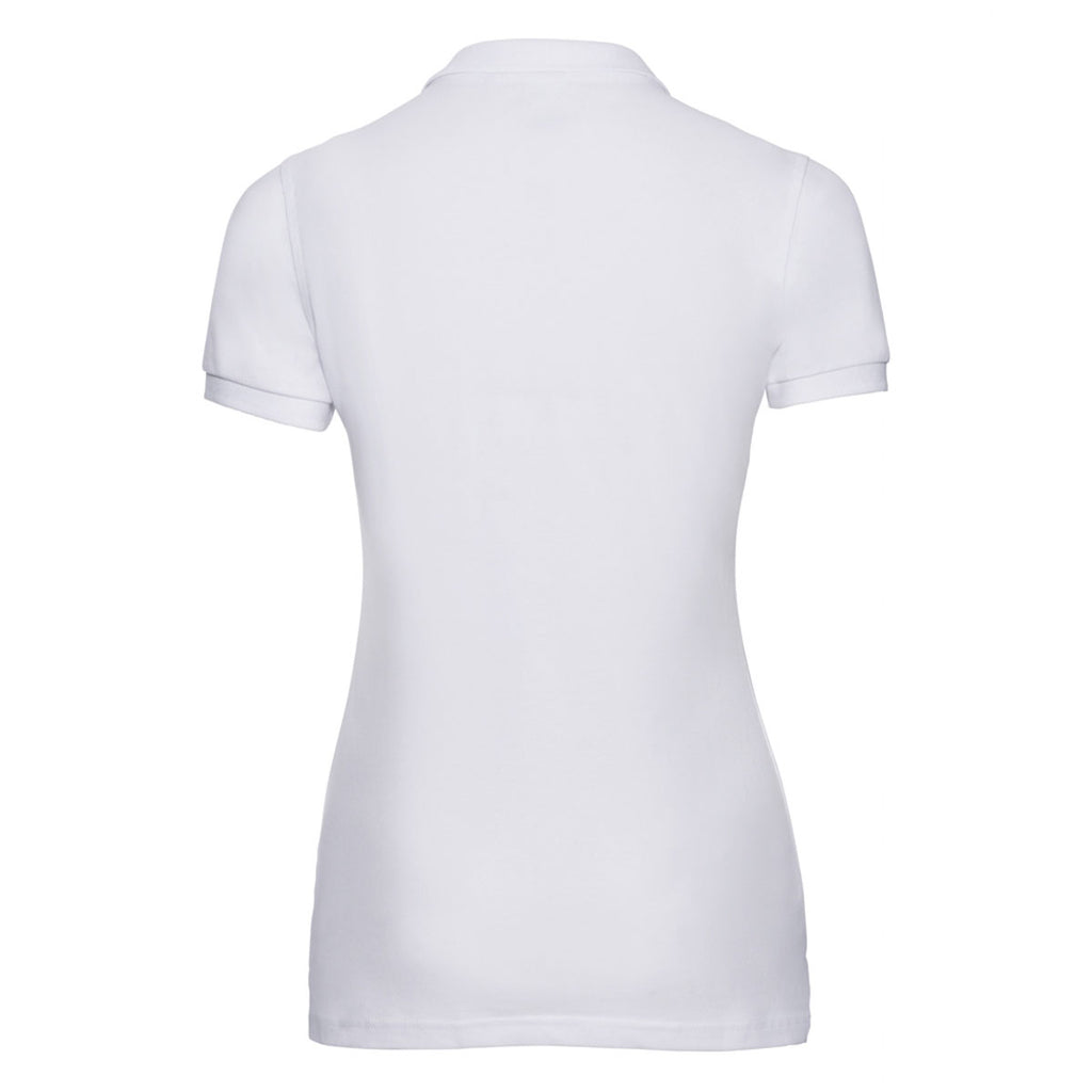 Russell Women's White Stretch Pique Polo Shirt